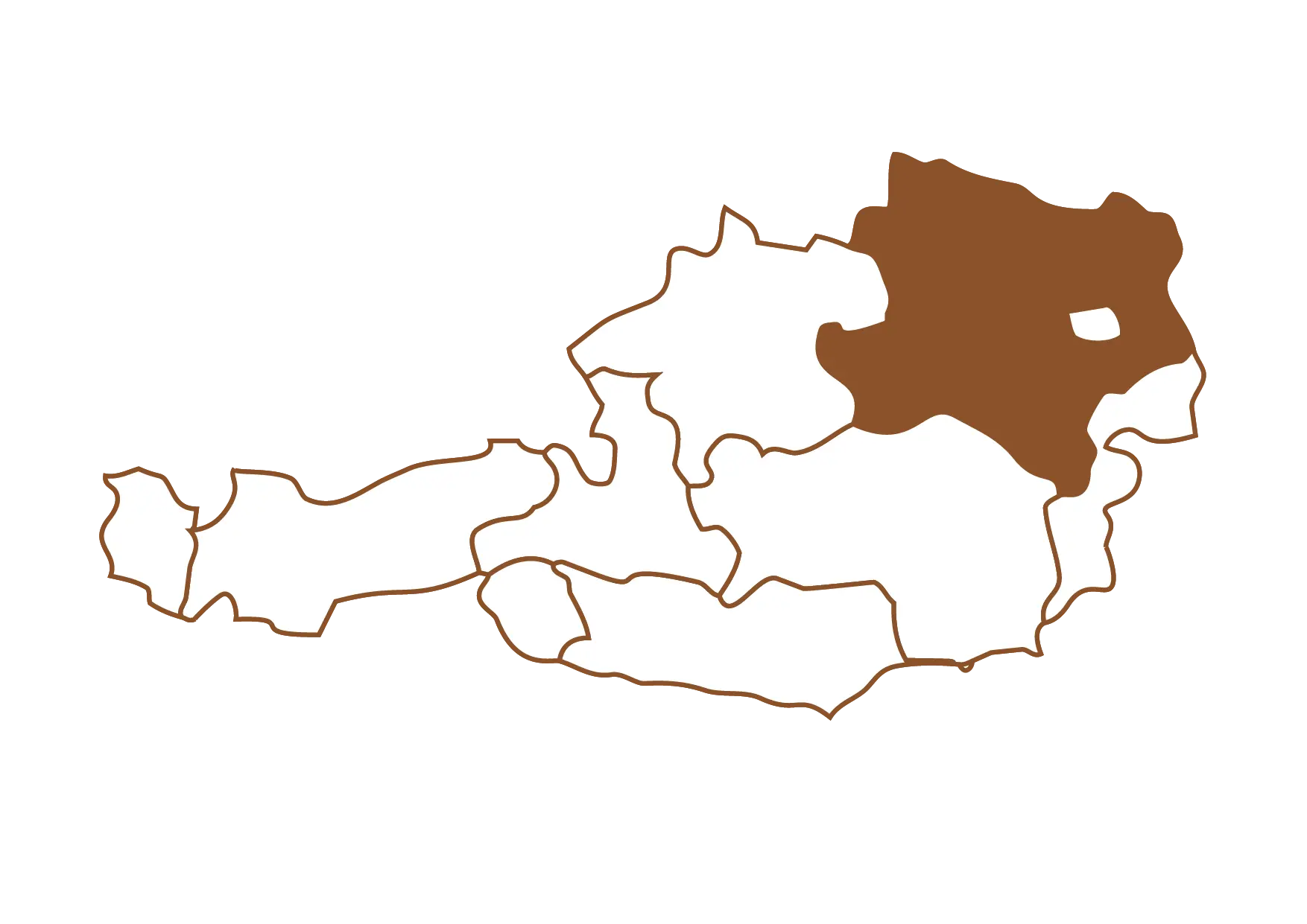Landkarte mit Fokus auf Niederösterreich