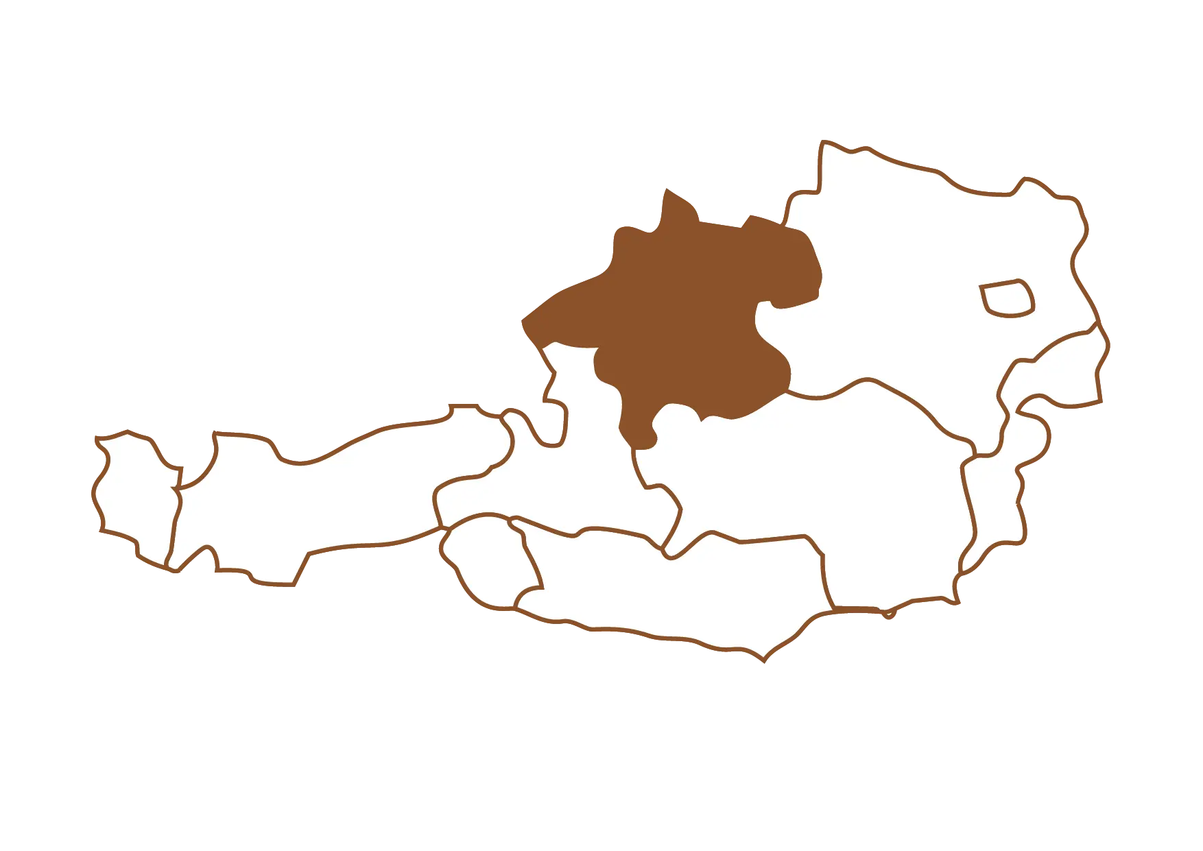 Landkarte mit Fokus auf Oberösterreich