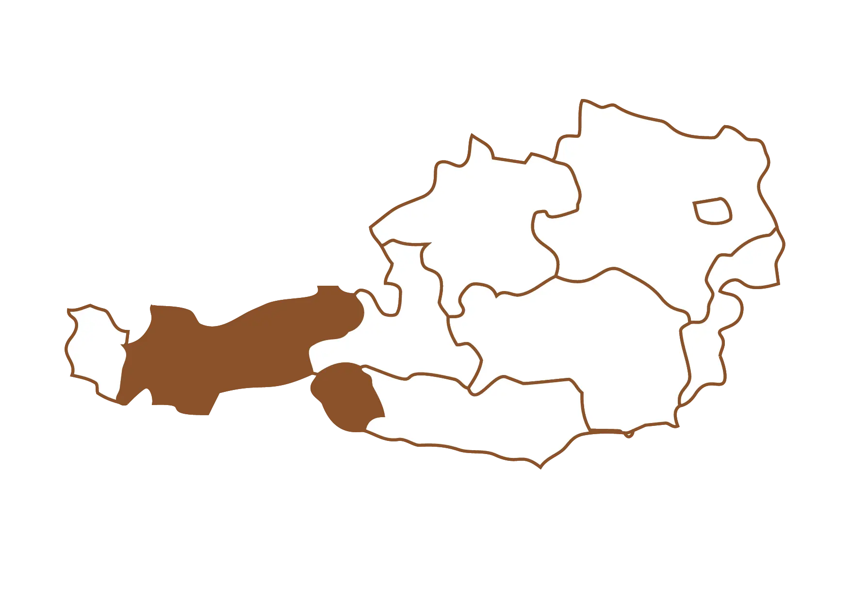 Landkarte mit Fokus auf Tirol