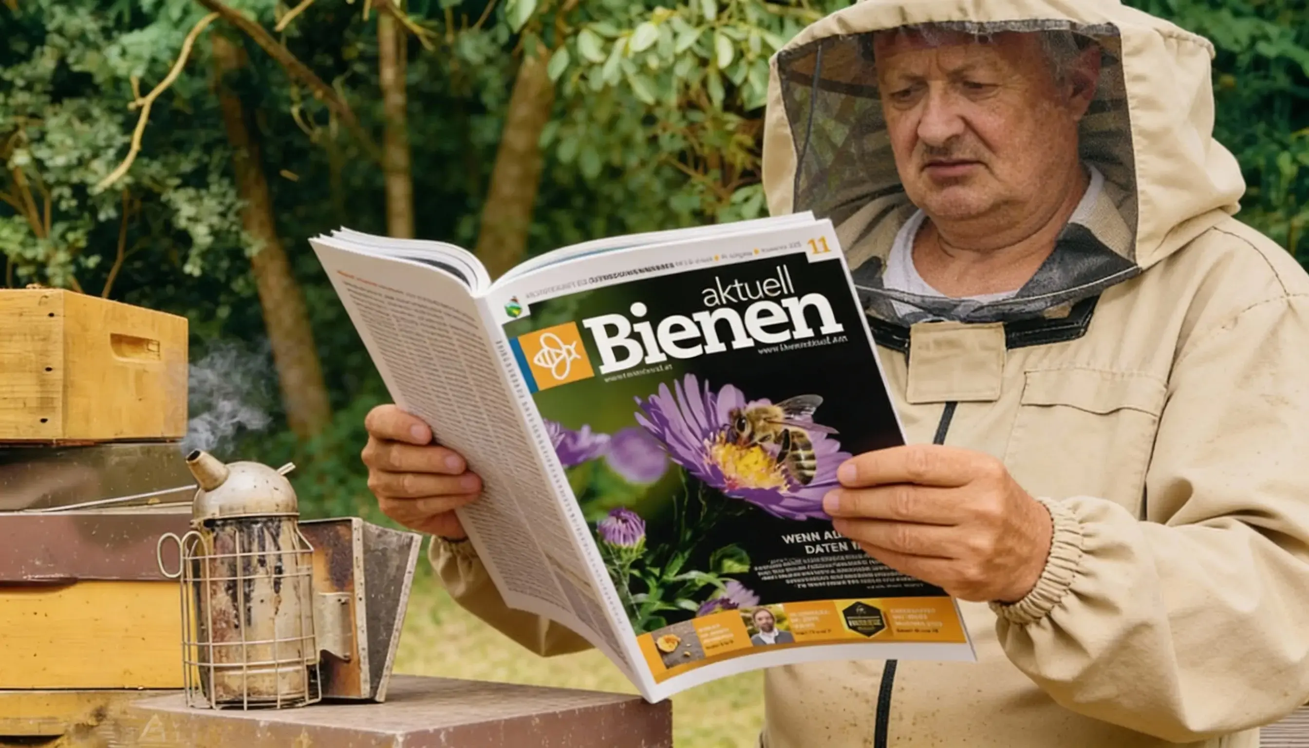 Fachzeitschrift "Bienen aktuell" wird von einem Imker gelesen