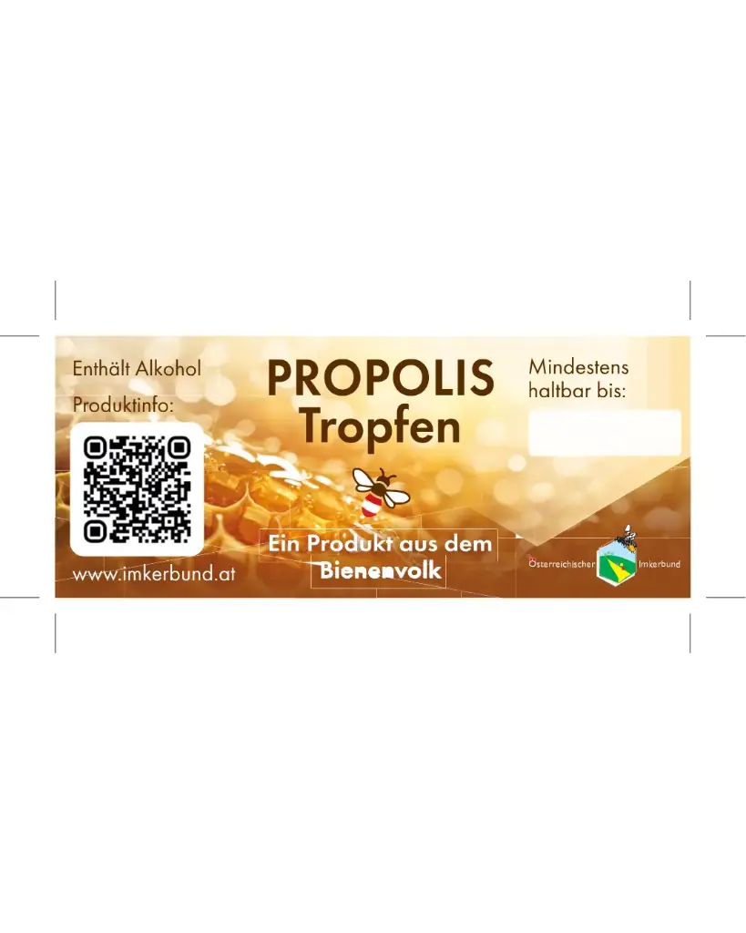SET Propolistropfen 20/30ml Verpackung (inkl. Kartons + Flaschenetiketten) - 100 Stück