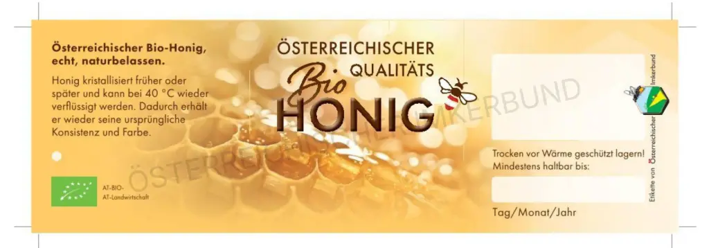 Österreichische BIO Honigetiketten-Rollenetiketten MIT NAMENSEINDRUCK - bereits ab 100 Stück