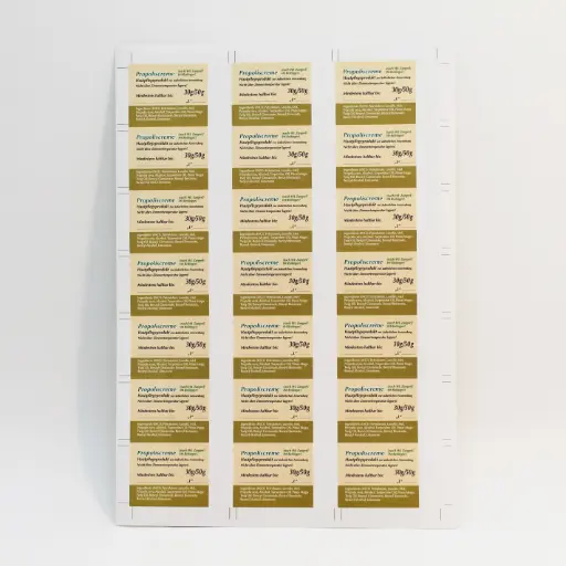 Propoliscreme-Etiketten "Natur Pur" eckig - für Salbentiegel hoch